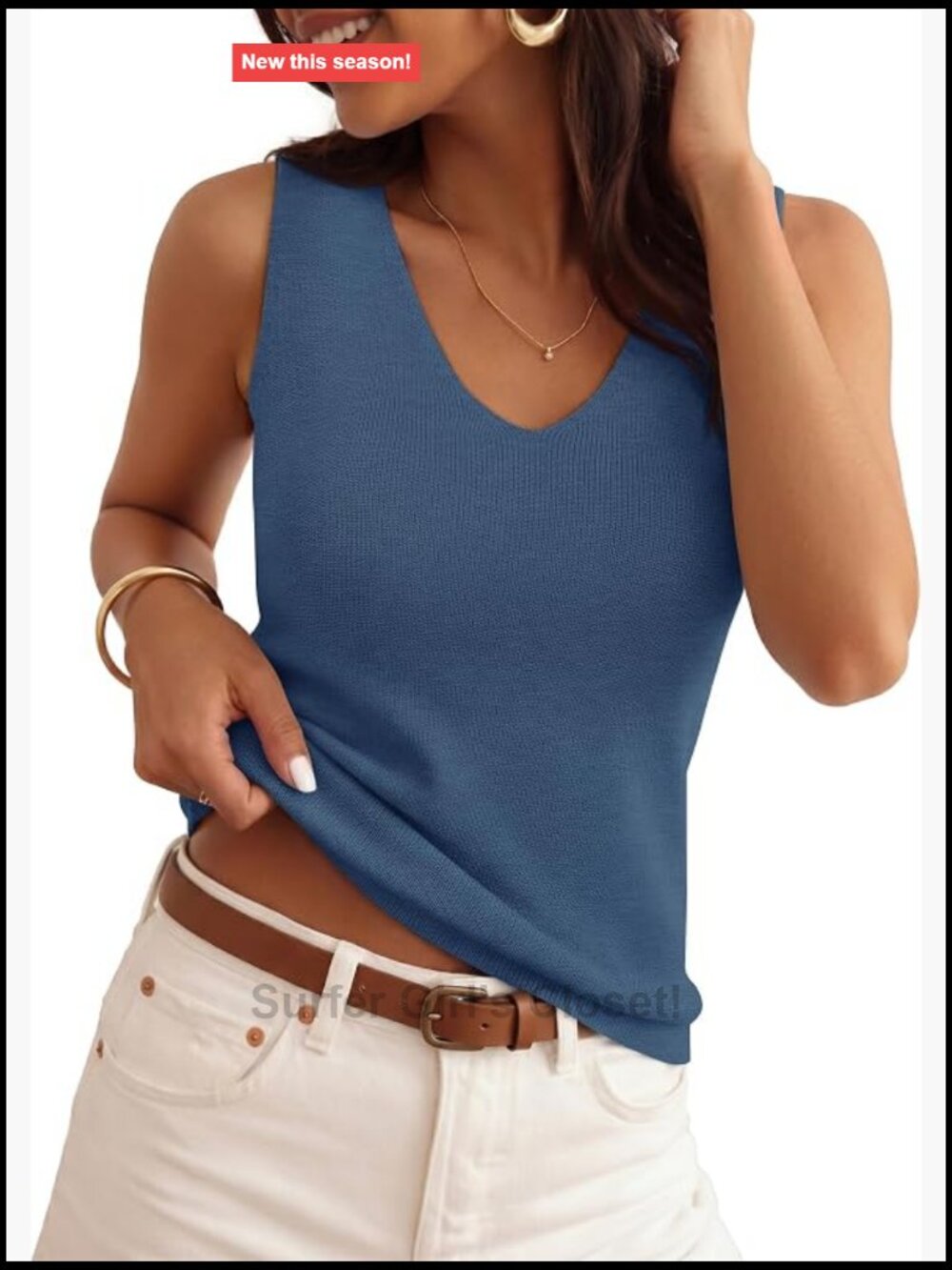 Women's Sleeveless Knit Vest Top V-Neck Wool Blend